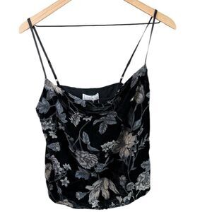 NWT Sage The Black & Gray Floral Velvet Designer Tank Top